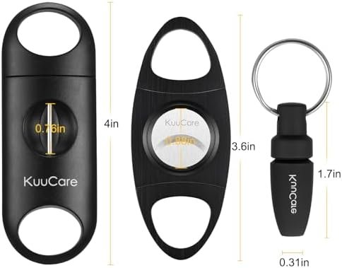 KuuCare Cigar Cutter 3 Pack, Black – Guillotine Cutter, V-Cutter & Punch Tool with Sharp Stainless Steel Blades - Image 5