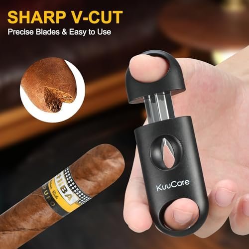 KuuCare Cigar Cutter 3 Pack, Black – Guillotine Cutter, V-Cutter & Punch Tool with Sharp Stainless Steel Blades - Image 3