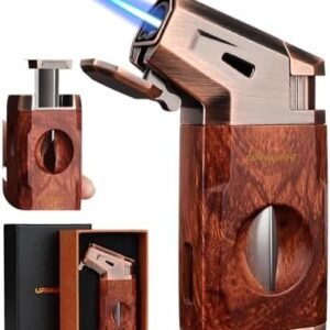 Uppallant V Cutter Torch Lighter with windproof jet flame and built-in V-cutter for premium cigars