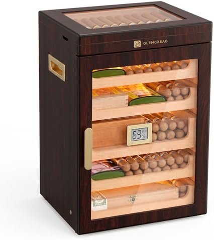 GLENCREAG Maestro Flex Max M26FM-T Cigar Humidor Cabinet – 250 Cigar Capacity with Spanish Cedar Lining & Digital Hygrometer