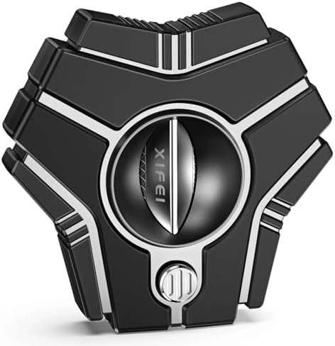 XIFEI 2-in-1 V-Cut Cigar Cutter with Built-In Punch – Stainless Steel Cigar Cutter for Up to 60 Ring Gauge (Black)