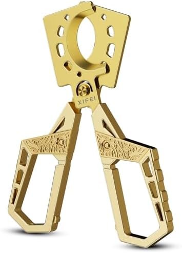 XIFEI Stainless Steel Double Guillotine Cigar Cutter – Ergonomic Straight Cut Cigar Scissors (Gold Finish)
