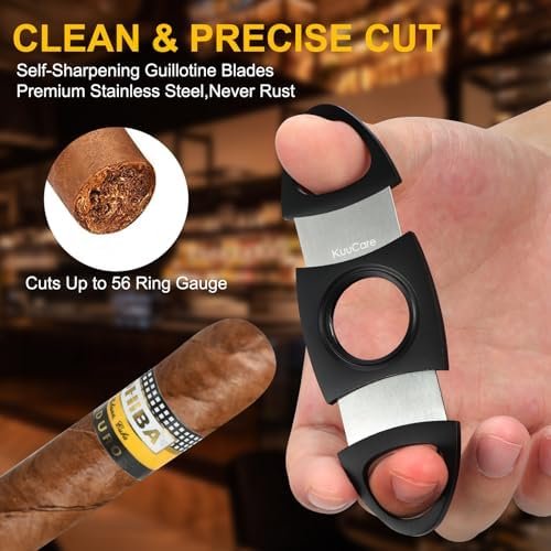 KuuCare Cigar Cutter 3 Pack, Black – Guillotine Cutter, V-Cutter & Punch Tool with Sharp Stainless Steel Blades - Image 2