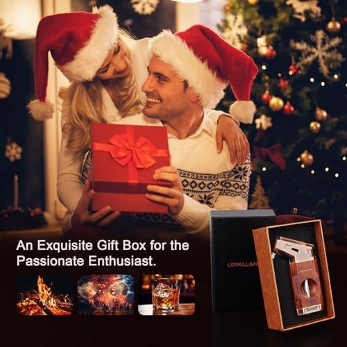 Uppallant V Cutter Torch Lighter – Windproof Refillable Butane Cigar Lighter with Wood-Grain Finish - Image 7