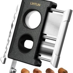 LIHTUN 4-in-1 one-touch cigar cutter with guillotine, V-cutter, cigar punch, and draw enhancer